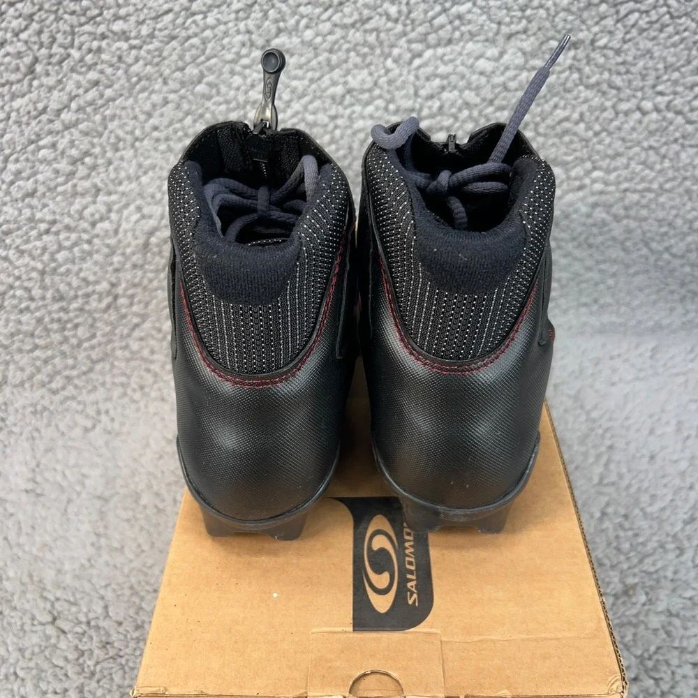 Salomon Escape 5 TR Black Red Cross Country Lace Zipper Ski Boots Men 4.5 22.5